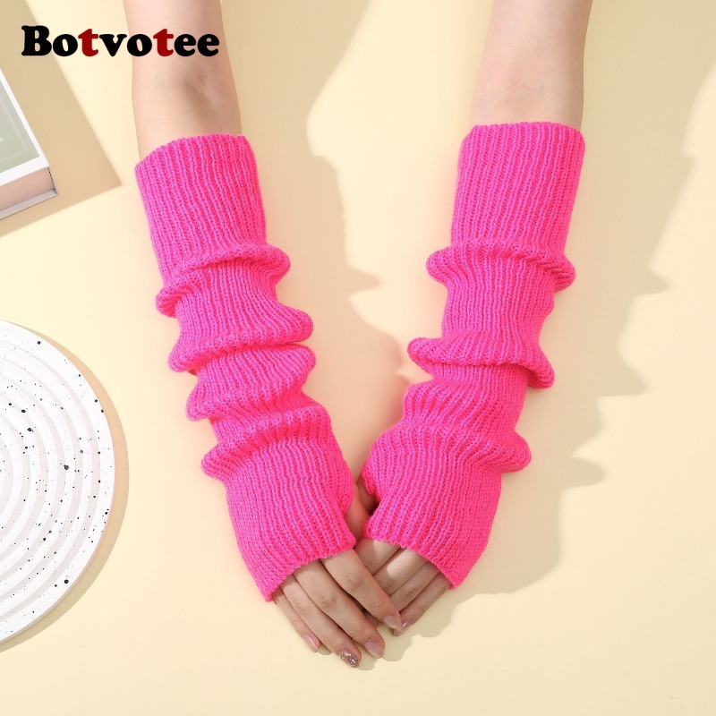 Fingerless Glove Knit - Botvotee Y2k Аксессуары: Вязаные теплые зимние