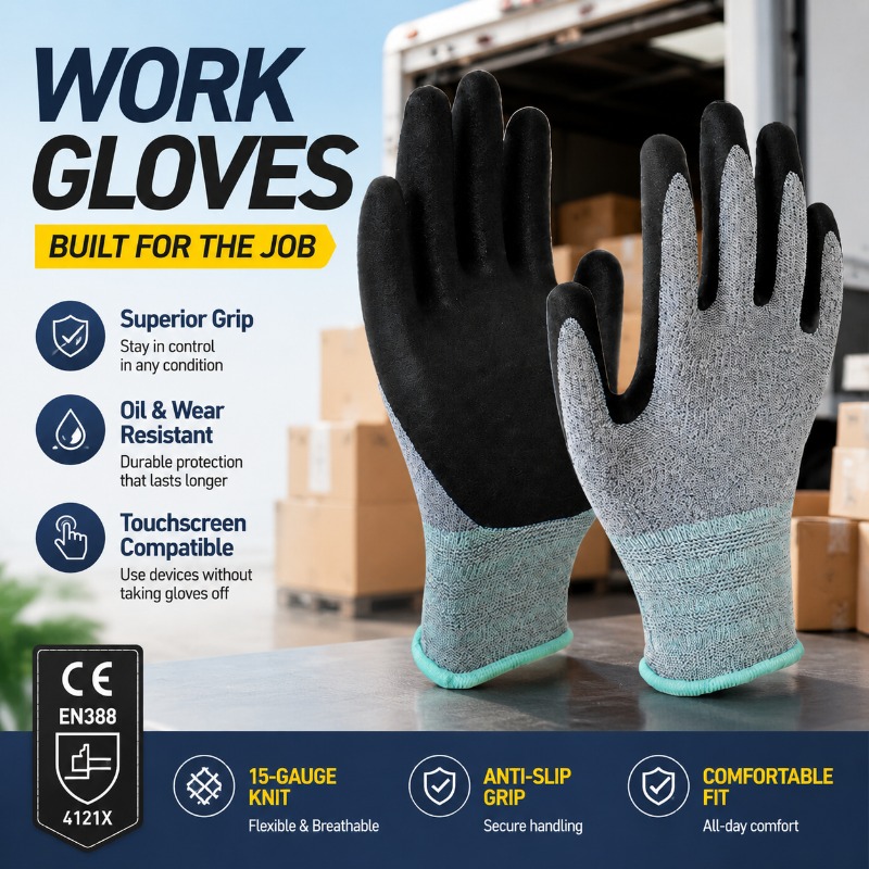 Nitrile Mechanic Glove - Рабочие перчатки из полиэстера с нитриловым