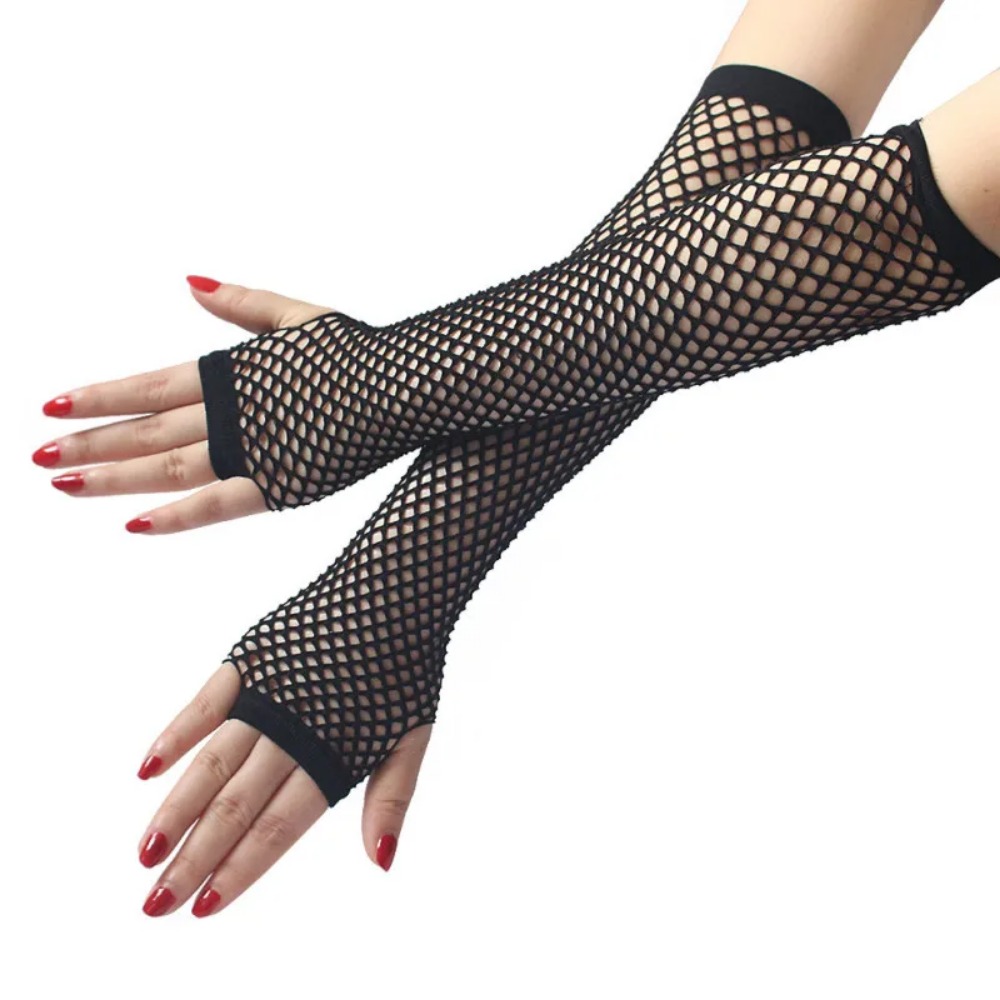 Неоновые длинные перчатки-сетк – обзор и цена Fingerless Glove Knit